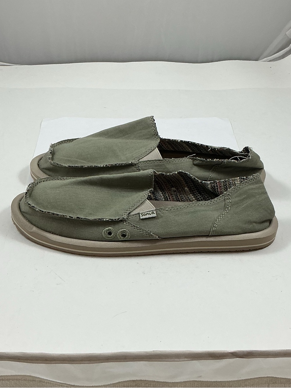 New Sanuk Donna Hemp Green Slip On Shoes Size 10